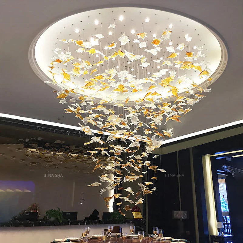 Artistic Maple Leaf Glass Chandelier