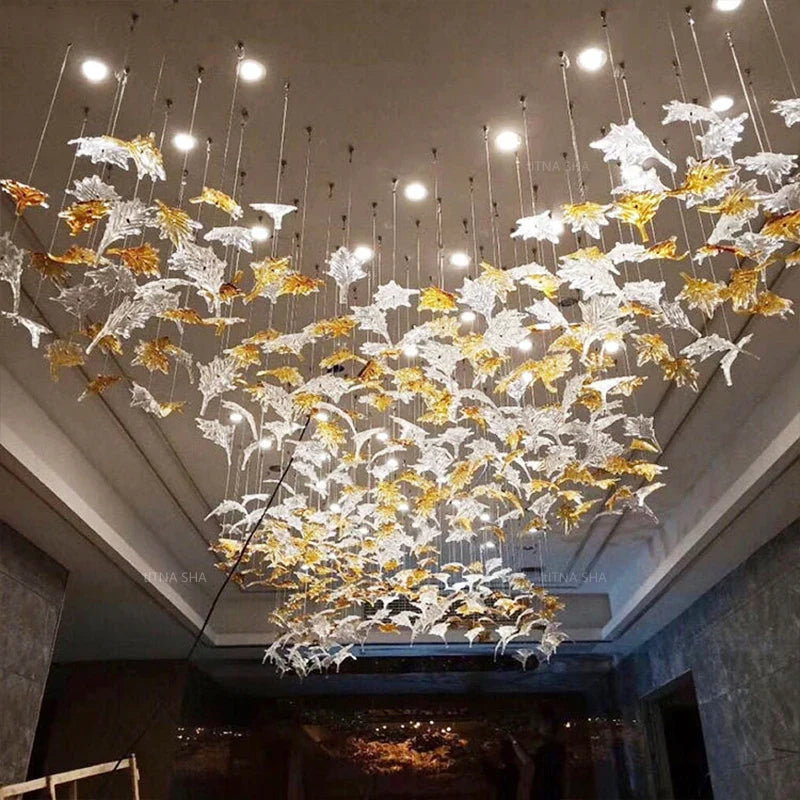 Artistic Maple Leaf Glass Chandelier