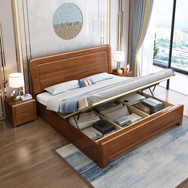 Compact Wooden Storage Bed